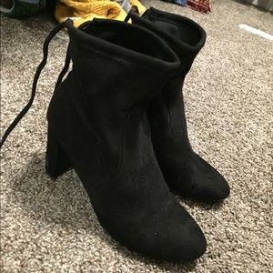 Black heel booties hardly worn